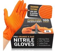 Gants Extra épais jetables en Nitrile Orange lourd, 8.5 Mil, Protection résistante aux perforations sans poudre, gant de travail à Texture diamant Orange 6PCS