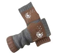 Gants Femme Hiver- Gants Velo Chaussettes D'Automne-Hiver à Bout Ouvert En Maille Avec Broderie Patchwork Pour Des Mitaines Chaudes Compatibles Les Écrans Tactiles Polaire Douce Et Confortable Casual