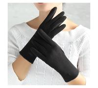 Gants fins vintage coupe-vent for écran tactile, gants d'hiver en daim for femmes et jeunes, couvrant tous les doigts(Black 02)