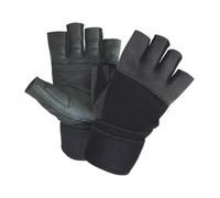 Body One - Gants Fitness Taille S-M - Noirs Renforcés en Cuir - Prise en Main Optimale - Fermeture Poignets Autogrippante - Lycra et Amara Résistants - Idéal Musculation et Haltérophilie
