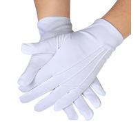 Gants Formels Unisexes Blancs - Uniforme Respirant en Polyester Cousu pour Bijoux, ca. 22 cm