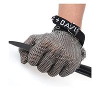 gants， Gants anti-coupures en acier inoxydable, gants de sécurité for boucher, gants en métal avec dragonnes réglables(1pcs/XL)