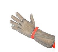 gants， Gants anti-coupures, gants résistants aux coupures avec bras allongés, bracelet réglable, gants de sécurité en cotte de mailles for chef boucher et menuisier(Arm 19cm,1PCS/XL)