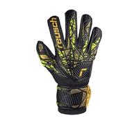 Reusch Attrakt Infinity Finger Support Junior Gants de Gardien de But pour Enfants, idéaux pour Le Gazon Artificiel, Noir-doré Jaune, Taille 4