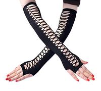 Gants gothiques sans doigts,longs manches creuses pour bras steampunk,gants à trous en maille pour cosplay, costume de soirée, punk