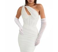 Gants Halloween Femme Longs Blancs En Dentelle - Gants De Fête, Soirée Et Résille