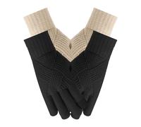 Gants Hiver Tactile, Gants D'hiver Homme Et Femme, Winter Gloves Touchscreen, Tissu Extensible Tricoté, Adapté Au Cyclisme, Au Vélo, À La Conduite, Unisexe Pour Hommes Et Femmes, 2 Paires (Noir/Beige)