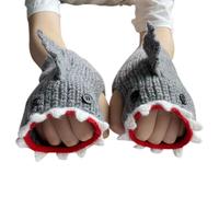 Gants HiverMitaines Thermiques tricotées Demi-Doigts Motif Dessin animé adorables pour activités extérieures Hivernales et Usage Quotidien Confortables