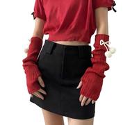 Gants HiverMitaines tricotées esthétiques avec Chauffe-Bras Longs pour Enfants Design texturé Crochet Confort Doux et Chaleureux idéales Sorties Quotidiennes garçons Filles