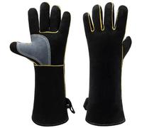Gants ignifuges Gants de soudage en cuir résistants à la chaleur et au feu Mitaines antidérapantes pour cheminée, cuisinière, four, gril, soudage, barbecue, Mig, manique, cheminée de manipulation d'a