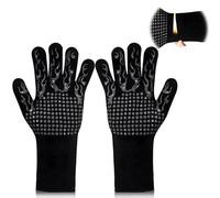 Gants ignifuges pour barbecue, résistants à la chaleur de 800 °C, résistants à la chaleur et antidérapants, sans danger pour la cuisine, le barbecue, la friture (noir)