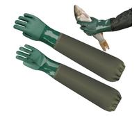 Gants imperméables longs, ensemble de mitaines de jardinage, vêtements de travail doublés en caoutchouc de 7,87x27,56 pouces avec couverture complète des bras, gants en tissu de caoutchouc réutilisabl