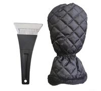 Gants isolants thermiques avec grattoir à glace pour voiture d'hiver, lame large, élimine efficacement la neige et le gel, construction robuste pour une utilisation durable (noir)