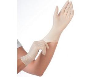 Gants jetables Skin Light Hygonorm latex poudré blanc, taille M - Boîte de 100 gants