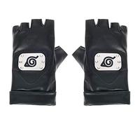 Gants Kakashi avec écusson Konoha | Gants de ninja pour fans de Ninja | Couleur: noir