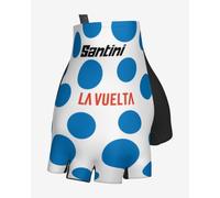 Santini La Vuelta Mountain Leader Short Gloves Blanc L Blue / White