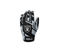Wilson Gants de Football NFL Stretch Fit – Ajustement sûr Respirant – Las Vegas Raiders Noir/Argenté