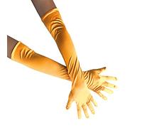 Gants longs de fête d'opéra pour femme, gants en satin des années 1920 et 20, longueur coude pour robe de soirée de mariée, mariage et danse W-G-1, Orange, taille unique