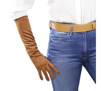 Gants longs en daim, simili cuir, 40 cm (16 pouces), style opéra/soirée, marron, double face