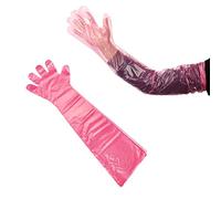 Gants longs en plastique vétérinaire,Gants d'insémination jetables,Gants imperméables transparents jetables,Bras long,Transparent,Pour l'insémination artificielle,Examens vétérinaires,Rouge,30PCS