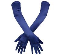Gants Longs en Satin à Coudes, Extensibles Élégants 53cm pour Opéra, Soirée Dansante Femmes (Bleu Foncé)
