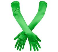 Gants Longs en Satin à Coudes, Extensibles Gants Longs 53cm Gants d'Opéra Soirée Dansante Gant pour Femmes (Vert)