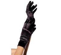 Gants satin rouge - Taille: Taille unique 2, Couleur: Noir