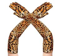 Gants Longs en Velours avec Motif léopard des années 1920, pour Halloween, Cosplay, Danse, fête Disco
