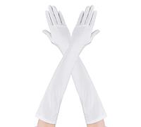 Gants Longs pour Femmes en Satin des Années 1920 Gants d'opéra Vintage Blanc Gants de Mariée Longueur du Coude Gants Elastiques