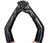 Gants longs sexy en latex pour femme et homme - Style jazz - En cuir - Accessoire de cosplay - Mitaines T9a6 - Effet mouillé, Noir , taille unique