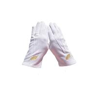 Gants Maçonnique Coton Broderie Acacia Or, 100% Coton, Modèle Mixte (Blanc, 7)