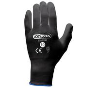 KS Tools - 310.0335 - Lot de 12 paires de gants de travail en polyuréthane noirs, T.11 EN 388