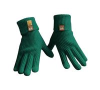 Gants mitaines avec poche - Gants d'hiver tricotés pour homme et femme - Gants chauds tricotés pour l'extérieur - Gants élastiques doux (vert, taille unique)