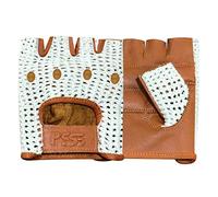Gants Mitaines Cuir & Mailles Blanches pour Vélo Cyclisme Musculation Fitness Gym Conduite - Roux