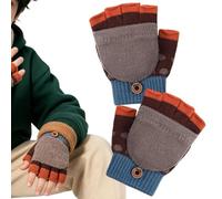 Gants Mitaines Demi-doigts Chaudes en Tricot Extensible avec Bouton | Gants tricotés pour pour Noël, Fêtes de Fin d'Année, Nouvel An, Jeux en Extérieur, Vélo, Football, Baseball,