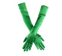 Gants mitaines pour enfant - Gants de danse d'opéra des années 1920 - Gants longs en satin pour femme - Gants pour femme - Pour temps froid, Vert, taille unique