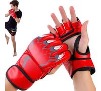 Gants MMA pour hommes et femmes Gants de boxe Gants d'entraînement pour hommes, Gants demi-doigts Bandes de poignet Support pour hommes Femmes Enfants Entraînement