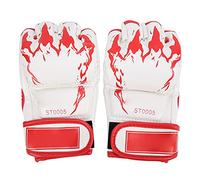 Gants MMA sans Doigts, Gants de Boxe en Cuir PU, Taille 23cm x 14cm, Protection Renforcée, Support du Poignet Ajustable - Confort Durable, Résistance à L’Usure, Entraînement et (Griffes Rouges sur