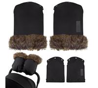Gants MoMi (chauffe-mains) pour landaus et poussettes. Tissu polaire, fourrure amovible, chauds, imperméables, fermeture à bouton-pression