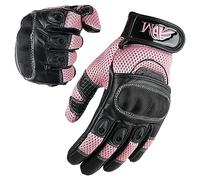 Gants Moto Femme Homologués CE Cuir Été Hiver Mi-Saison Gants Scooter Femme CE Noir & Rose Tactiles Souples Respirants Taille XS S M L (Réf. 9001 LDY)