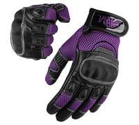 Gants Moto Femme Homologués CE Cuir Été Hiver Mi-Saison Gants Scooter Femme CE Noir & Violet Tactiles Souples Respirants Taille XS S M L (Réf. 9001 LDY)