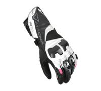 Macna Protego Gants de moto pour femmes, noir-blanc-rose, taille 2XL