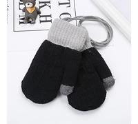 Gants Moufles Enfants Hiver Gant Laine Chauffant Moufles Tricot Mignon Doublure Peluche Epais Moufle Mitaine de Plein Air avec Ficelle Anti-perdu pour Ski Snowboard Cycliste Fille Garçon 0-3 Ans