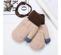 Gants Moufles Enfants Hiver Gant Laine Chauffant Moufles Tricot Mignon Doublure Peluche Epais Moufle Mitaine de Plein Air avec Ficelle Anti-perdu pour Ski Snowboard Cycliste Fille Garçon 0-3 Ans