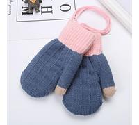 Gants Moufles Enfants Hiver Gant Laine Chauffant Moufles Tricot Mignon Doublure Peluche Epais Moufle Mitaine de Plein Air avec Ficelle Anti-perdu pour Ski Snowboard Cycliste Fille Garçon 0-3 Ans