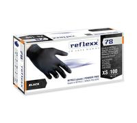 Gants Nitrile Noirs Reflexx 78 Sans Poudre Microruvido 24 cm, 100 pcs