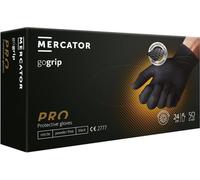 MERCATOR GoGrip Gants nitrile Noir Taille L - 500 pièces Gants de protection jetables non poudrés sans latex extra fort Texture diamant Gants nitrile
