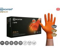 Gants nitrile non poudrés sans latex 2-3x plus épais texture diamant MERCATOR GoGrip, Taille:M - 500 pièces, Couleur:GoGrip Orange
