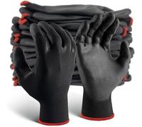 Gants noirs à revêtement PU, antidérapants, multi-scénarios, en Nylon PU, durables, pour machines de jardinage, réparation automobile, 6/12/18 pièces 12PCS