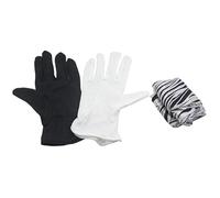 Gants noirs et blancs avec écharpe en soie - Accessoire de scène magique, matériau en tissu, gants de 22,5 cm, écharpe 3 x 6 cm